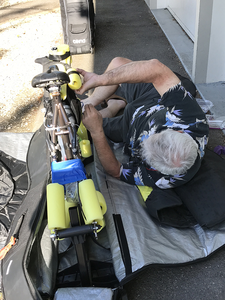 Working on packing up the bikes